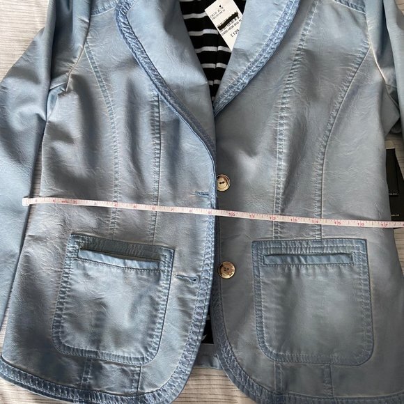 Point Zero Vegan Leather Jacket Sky Blue Size L NWT - Picture 15 of 16